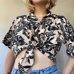 Vintage Tan and Black Aloha Shirt by White Stag